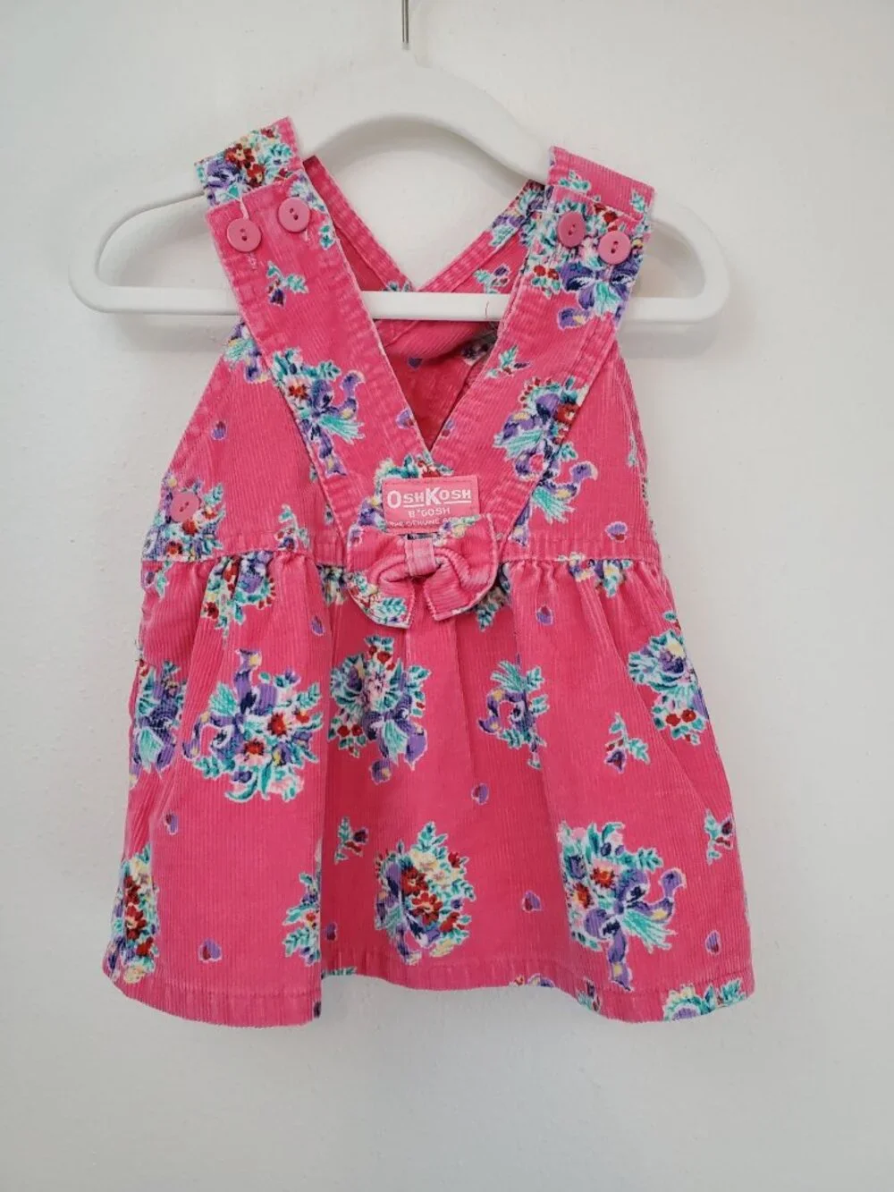 OshKosh B'Gosh vintage 90's pink floral Vestbak overall dress